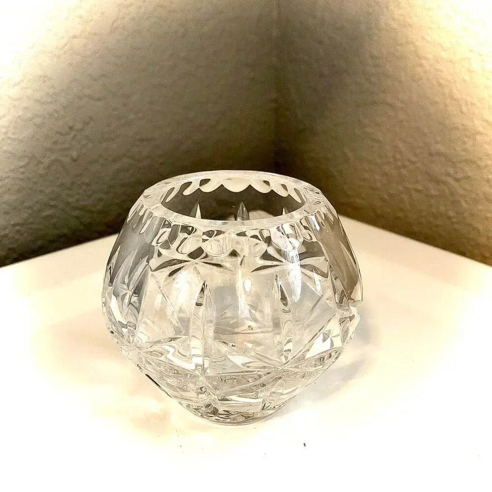 CRYSTAL CLEAR IND. Set of 3 Clear Cut Crystal Rose Bowls Votive Holders 3